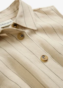 bonprix bonprix Premium|Vestidos>Vestido camisero de lino puro arena claro con rayas