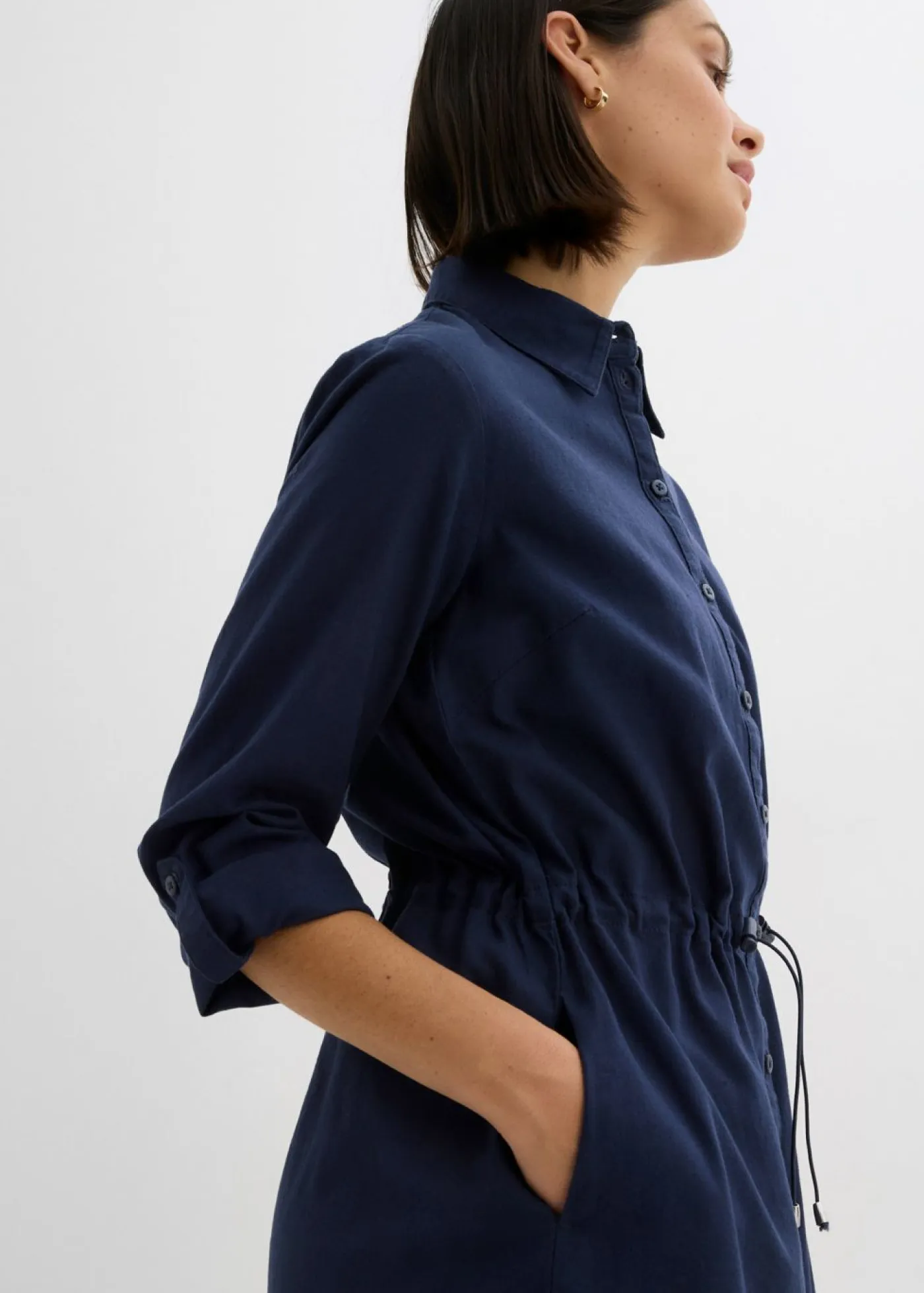 Mujer bonprix bonprix Vestido camisero de mezcla de lino y algodón