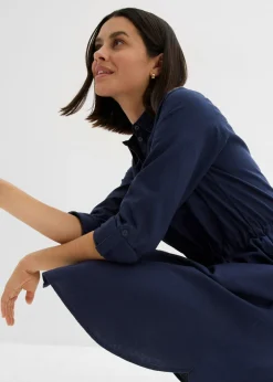 Mujer bonprix bonprix Vestido camisero de mezcla de lino y algodón