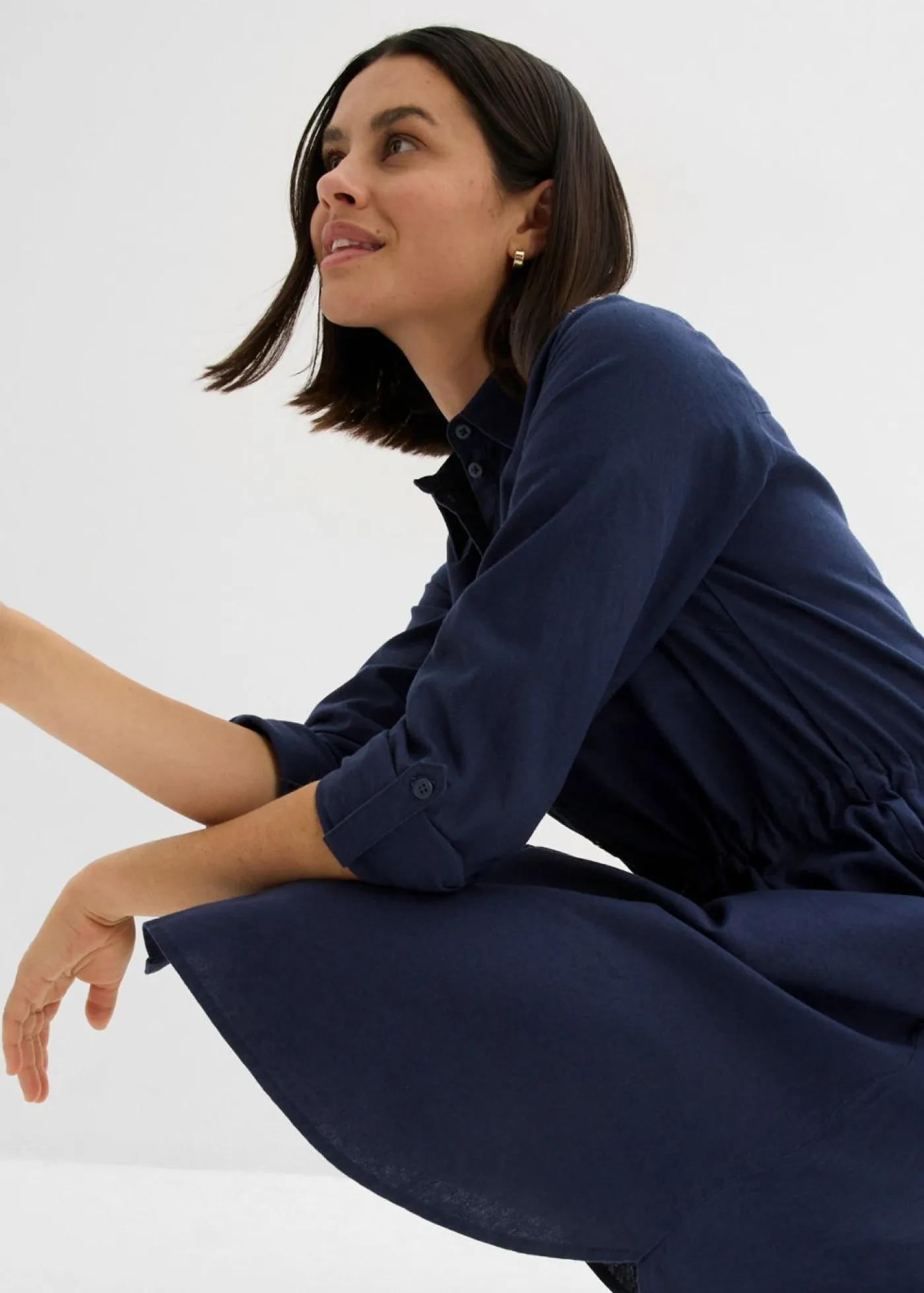 Mujer bonprix bonprix Vestido camisero de mezcla de lino y algodón