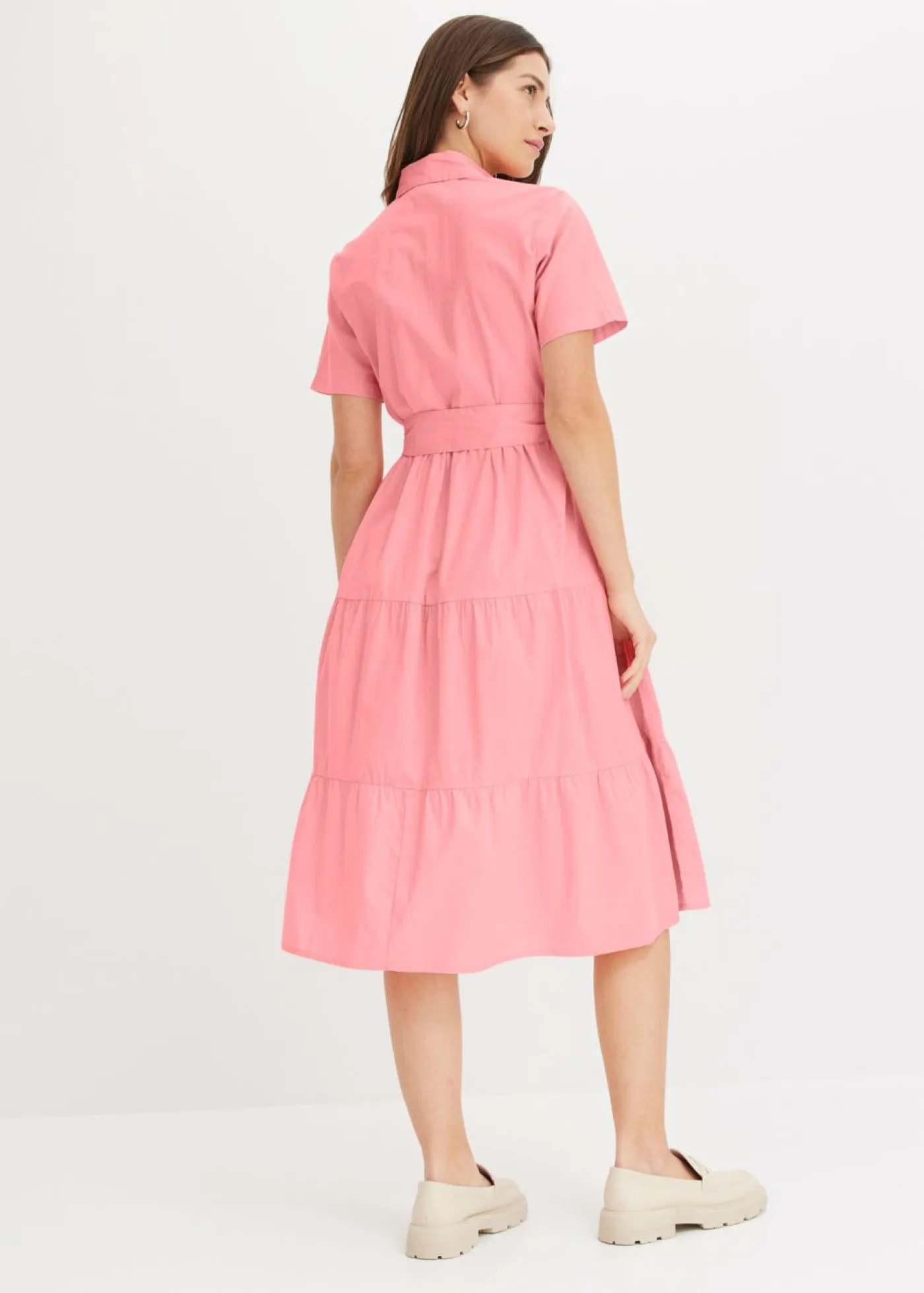 bonprix bonprix Vestidos>Vestido camisero de mezcla de algodón elástico rosa pálido