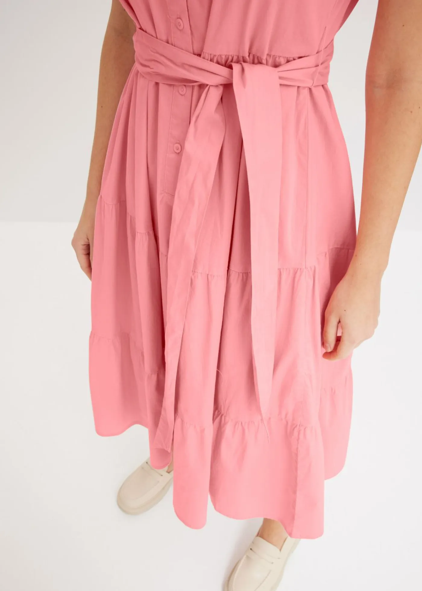 bonprix bonprix Vestidos>Vestido camisero de mezcla de algodón elástico rosa pálido