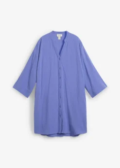 bonprix bonprix Vestidos>Vestido camisero de muselina Azul violáceo