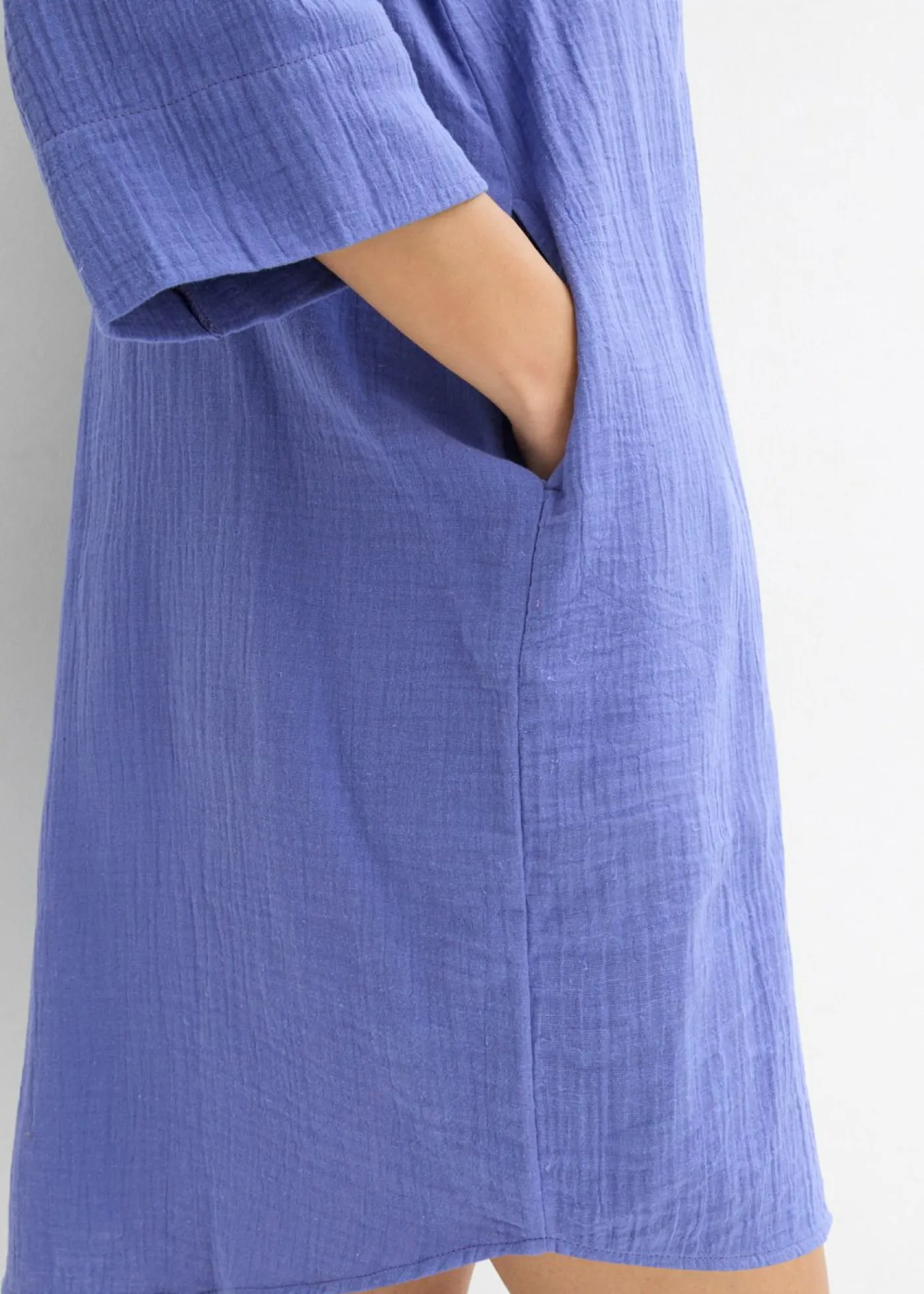 bonprix bonprix Vestidos>Vestido camisero de muselina Azul violáceo