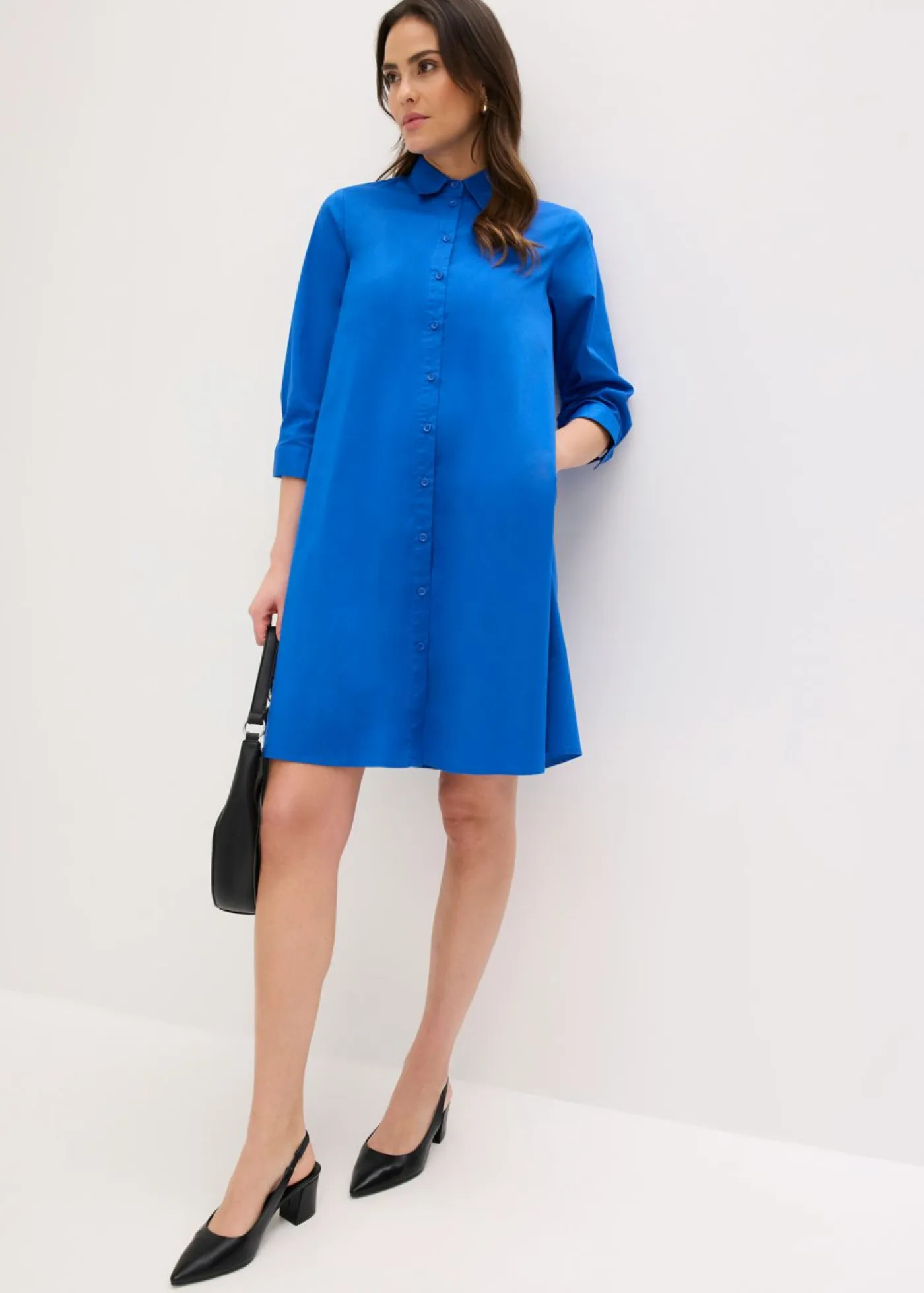 bonprix bonprix Vestidos|Novedades>Vestido camisero de popelín Azul ártico