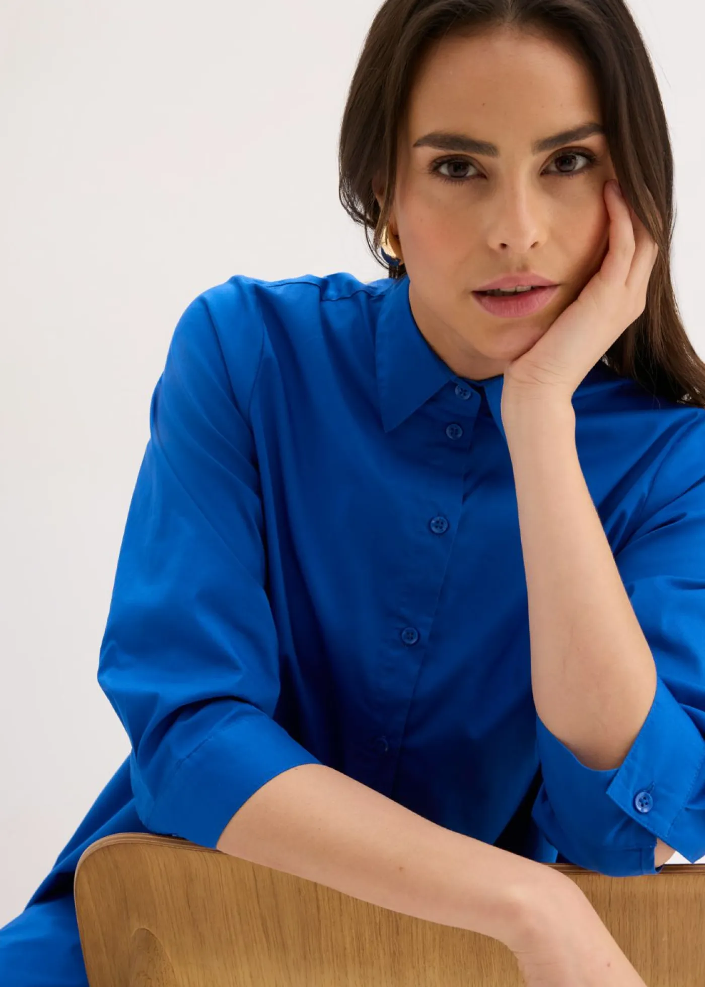 bonprix bonprix Vestidos|Novedades>Vestido camisero de popelín Azul ártico