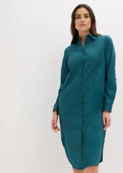 bonprix bonprix Vestidos|Novedades>Vestido camisero de popelín de algodón verde pimiento