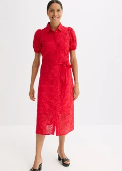 Mujer bonprix bonprix Vestido camisero de punto calado de algodón puro