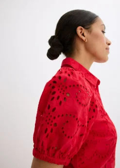 Mujer bonprix bonprix Vestido camisero de punto calado de algodón puro