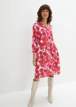 bonprix bonprix Vestidos>Vestido camisero de viscosa fluida Pink lady