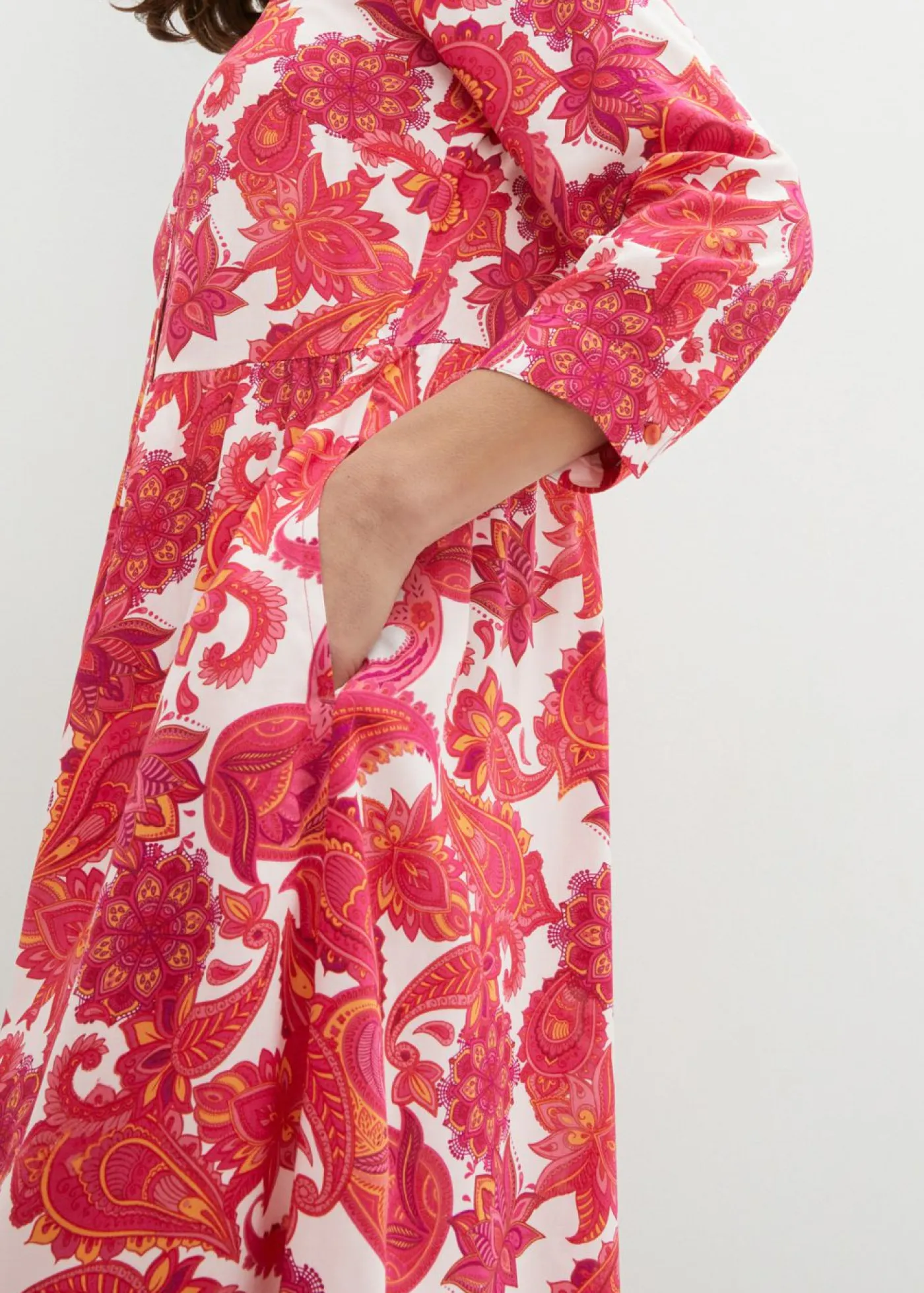 bonprix bonprix Vestidos>Vestido camisero de viscosa fluida Pink lady