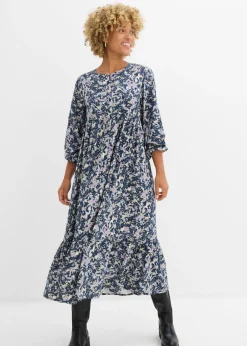 bonprix bonprix Vestidos>Vestido camisero de viscosa fluida Azul hielo de flores