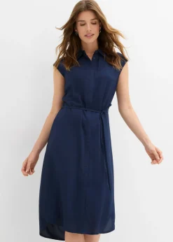 bonprix bonprix Vestidos>Vestido camisero de viscosa suave Azul marino