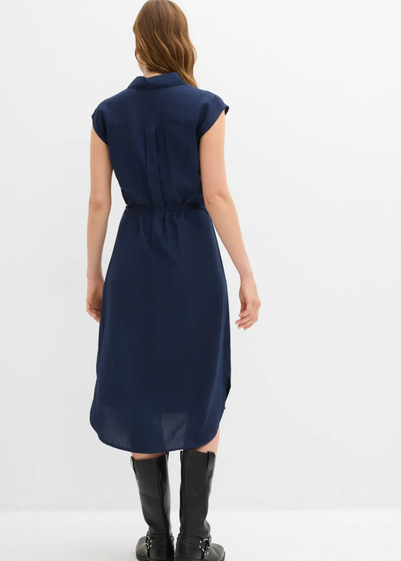 bonprix bonprix Vestidos>Vestido camisero de viscosa suave Azul marino