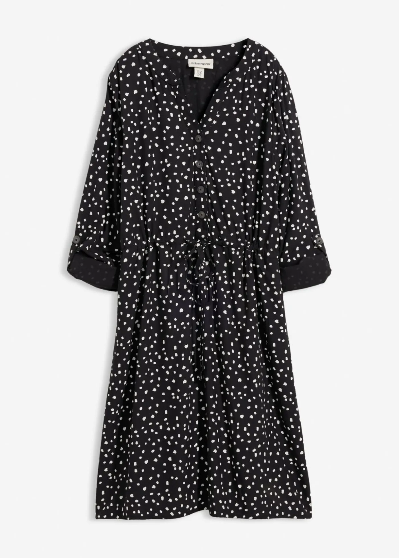 bonprix bonprix Vestidos>Vestido camisero de viscosa suave negro - blanco topos