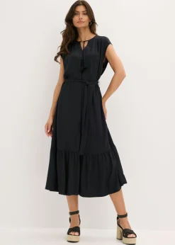 bonprix bonprix Vestidos>Vestido camisero fluido Negro