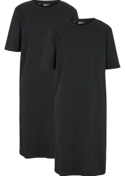 bonprix bonprix Básicos|Vestidos>Vestido camisero holgado de algodón puro (2 unidades) Negro