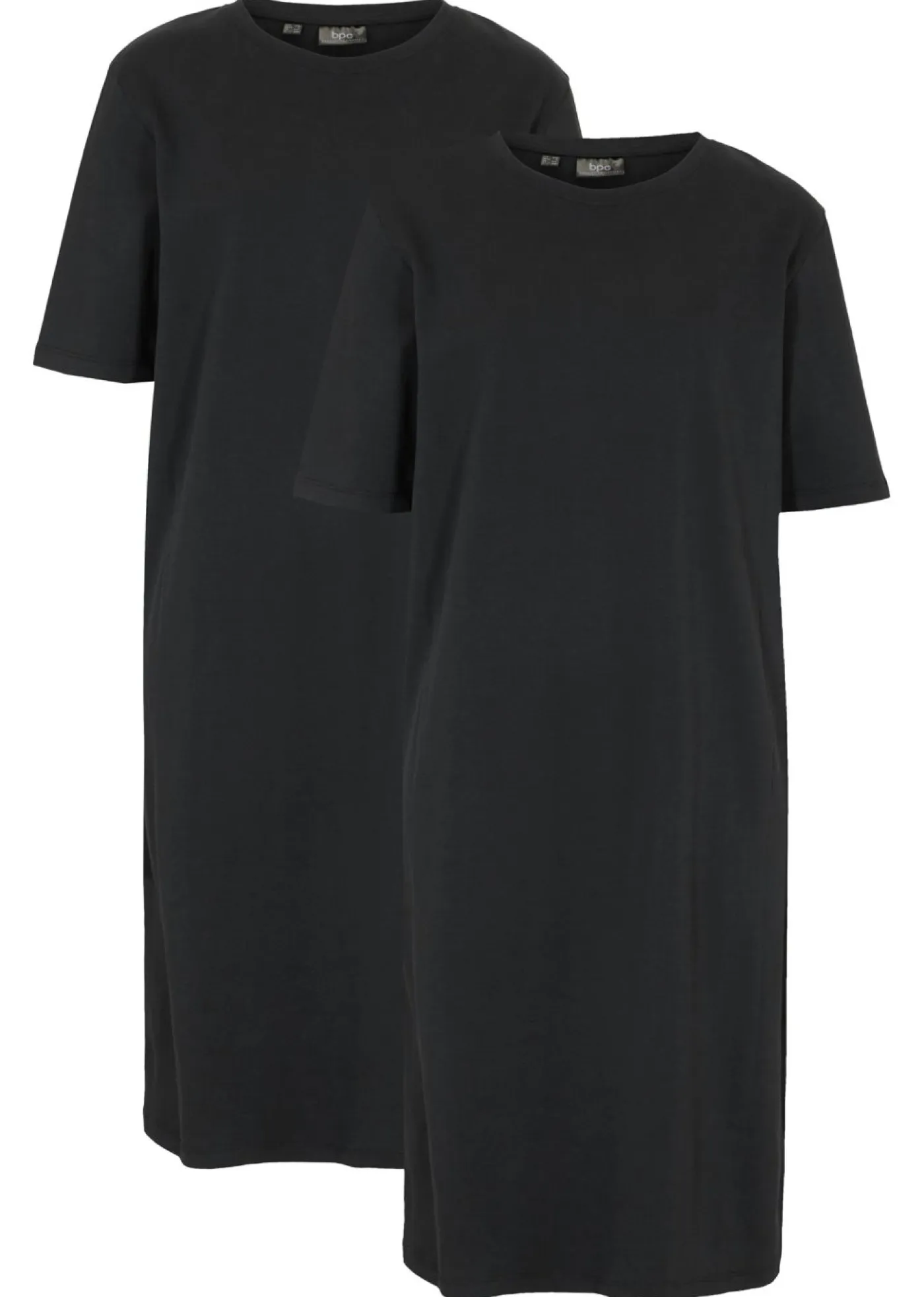 bonprix bonprix Básicos|Vestidos>Vestido camisero holgado de algodón puro (2 unidades) Negro
