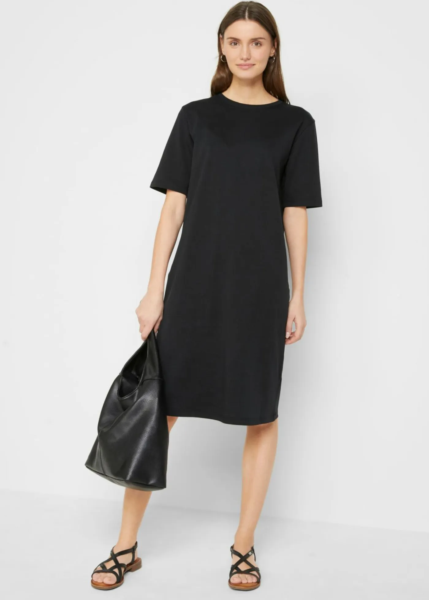 bonprix bonprix Básicos|Vestidos>Vestido camisero holgado de algodón puro (2 unidades) Negro