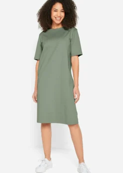 bonprix bonprix Básicos|Vestidos>Vestido camisero holgado de algodón puro (2 unidades) Azul marino + verde hierba