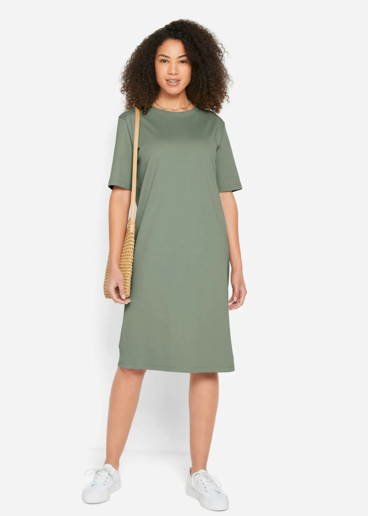 bonprix bonprix Básicos|Vestidos>Vestido camisero holgado de algodón puro (2 unidades) Azul marino + verde hierba