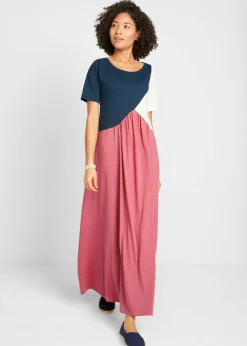 Mujer bonprix bonprix Vestido camisero largo y ancho en mezcla de algodón y viscosa