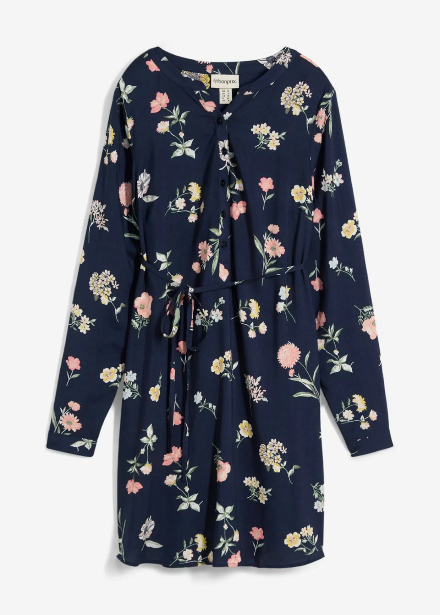 bonprix bonprix Premamá>Vestido camisero premamá/de lactancia 2 en 1 de viscosa azul marino-multicolor con flores