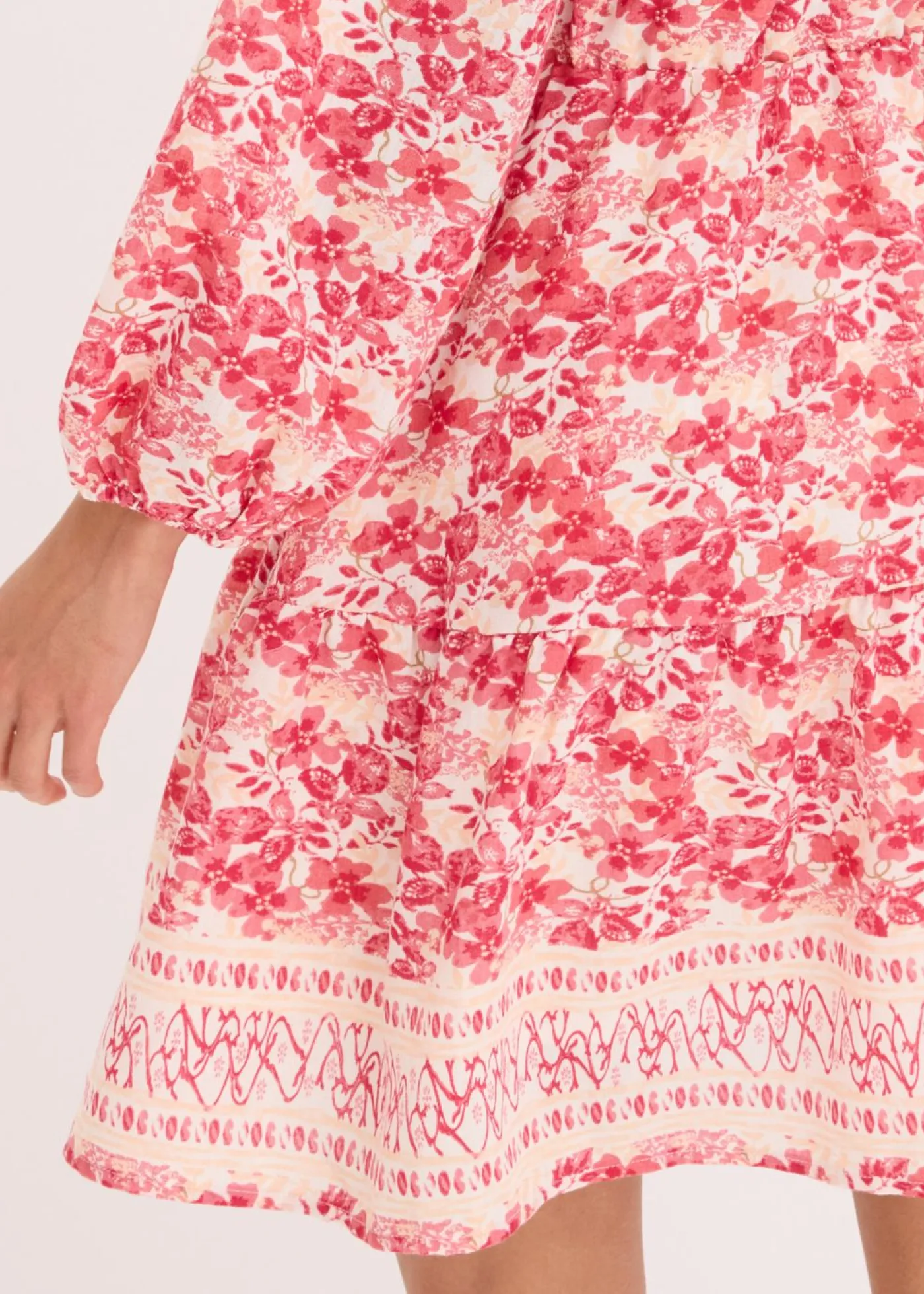 bonprix bonprix Vestidos>Vestido con aspecto de lino blanco lana-rosa caliente