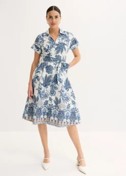 bonprix bonprix Vestidos>Vestido con cinta para anudar crudo/azul pálido/azul marino/camel/azul mate