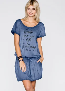 bonprix bonprix Vestidos>Vestido con cintura caída azul gastado