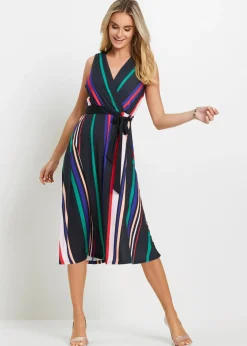 bonprix bonprix Vestidos>Vestido con cordón Negro-multicolor de rayas