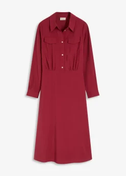 bonprix bonprix Vestidos>Vestido con cuello de camisa Rojo