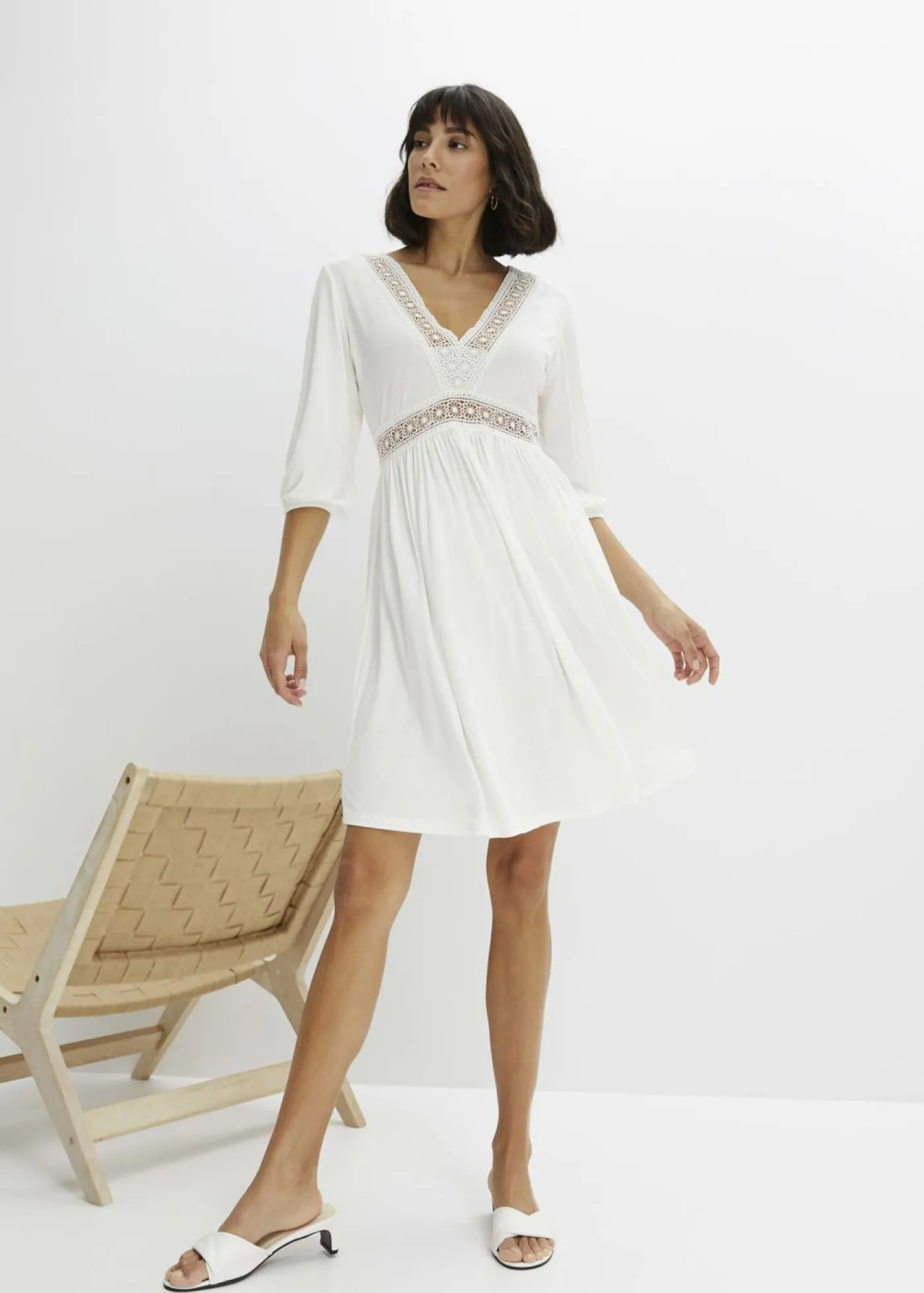 bonprix bonprix Vestidos>Vestido con encaje Blanco