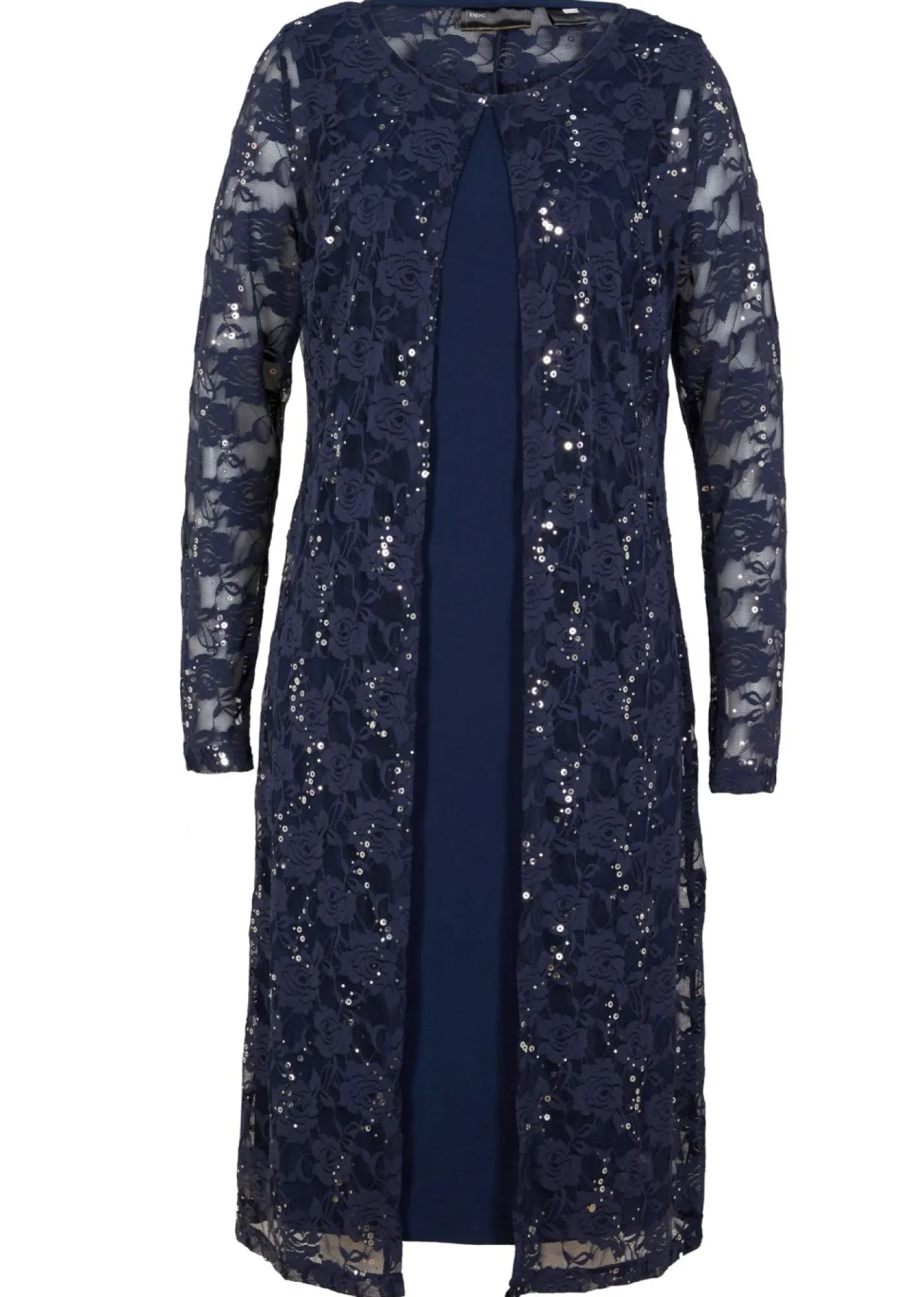 bonprix bonprix Vestidos>Vestido con encaje (2 piezas) Azul marino