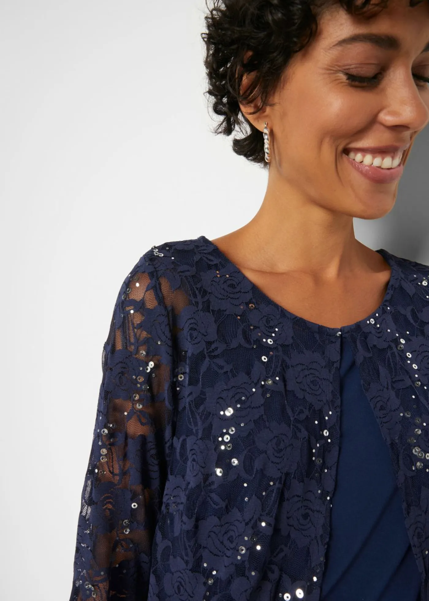 bonprix bonprix Vestidos>Vestido con encaje (2 piezas) Azul marino