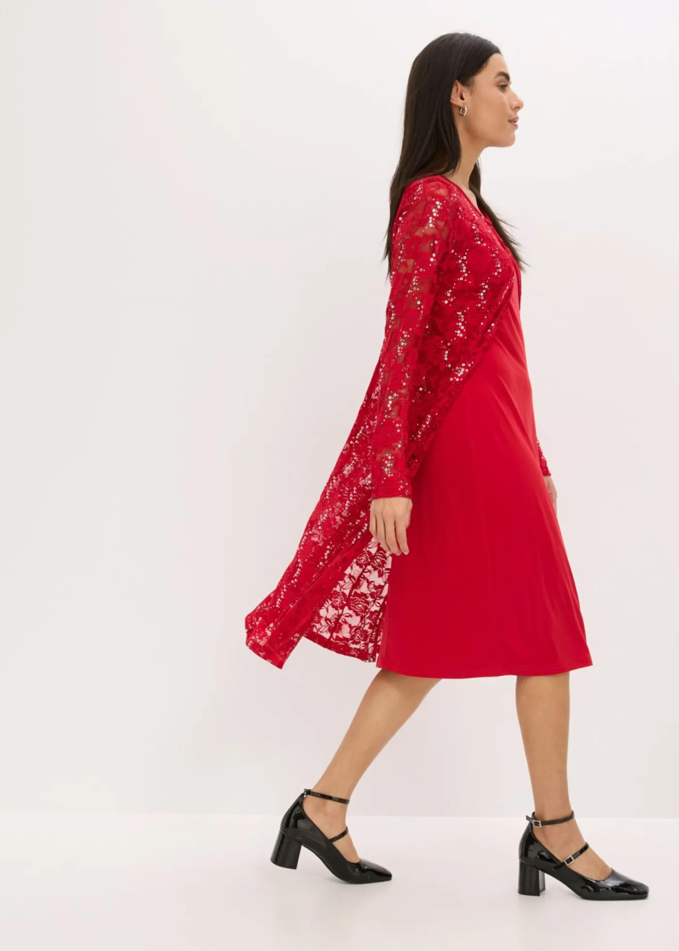 Mujer bonprix bonprix Vestido con encaje (2 piezas)