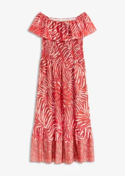 bonprix bonprix Vestidos>Vestido con escote bañera Rojo-blanco