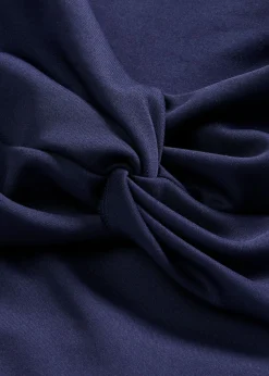 bonprix bonprix Vestidos|Ropa Elegante>Vestido con escote bañera y detalle de nudo Azul marino-blanco