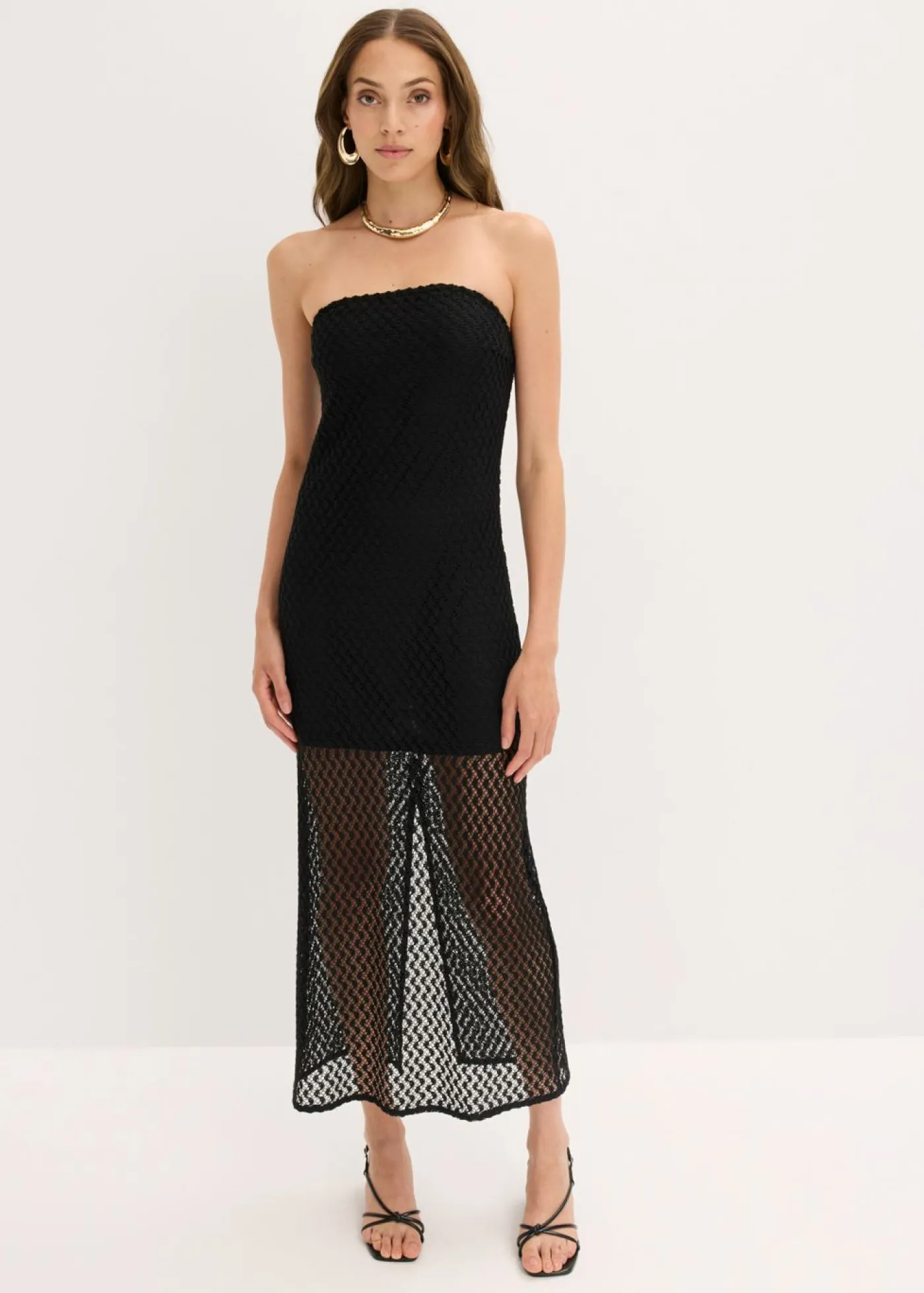 bonprix bonprix Vestidos>Vestido con hombros al descubierto y encaje Negro