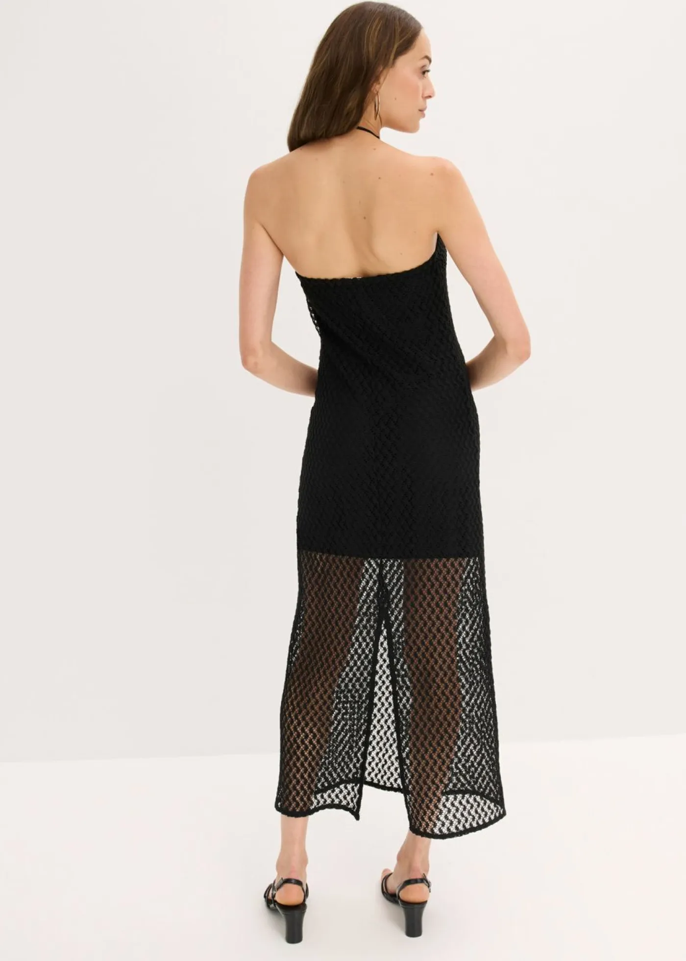 bonprix bonprix Vestidos>Vestido con hombros al descubierto y encaje Negro