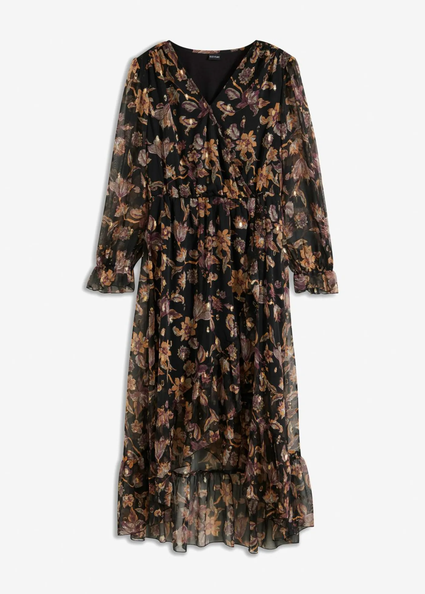 bonprix bonprix Vestidos>Vestido con largo asimétrico Negro con flores