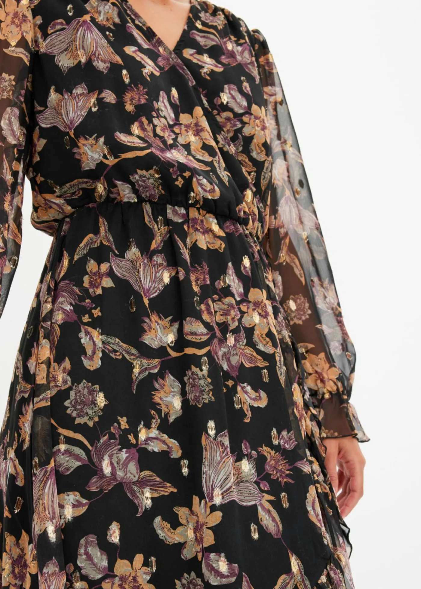 bonprix bonprix Vestidos>Vestido con largo asimétrico Negro con flores