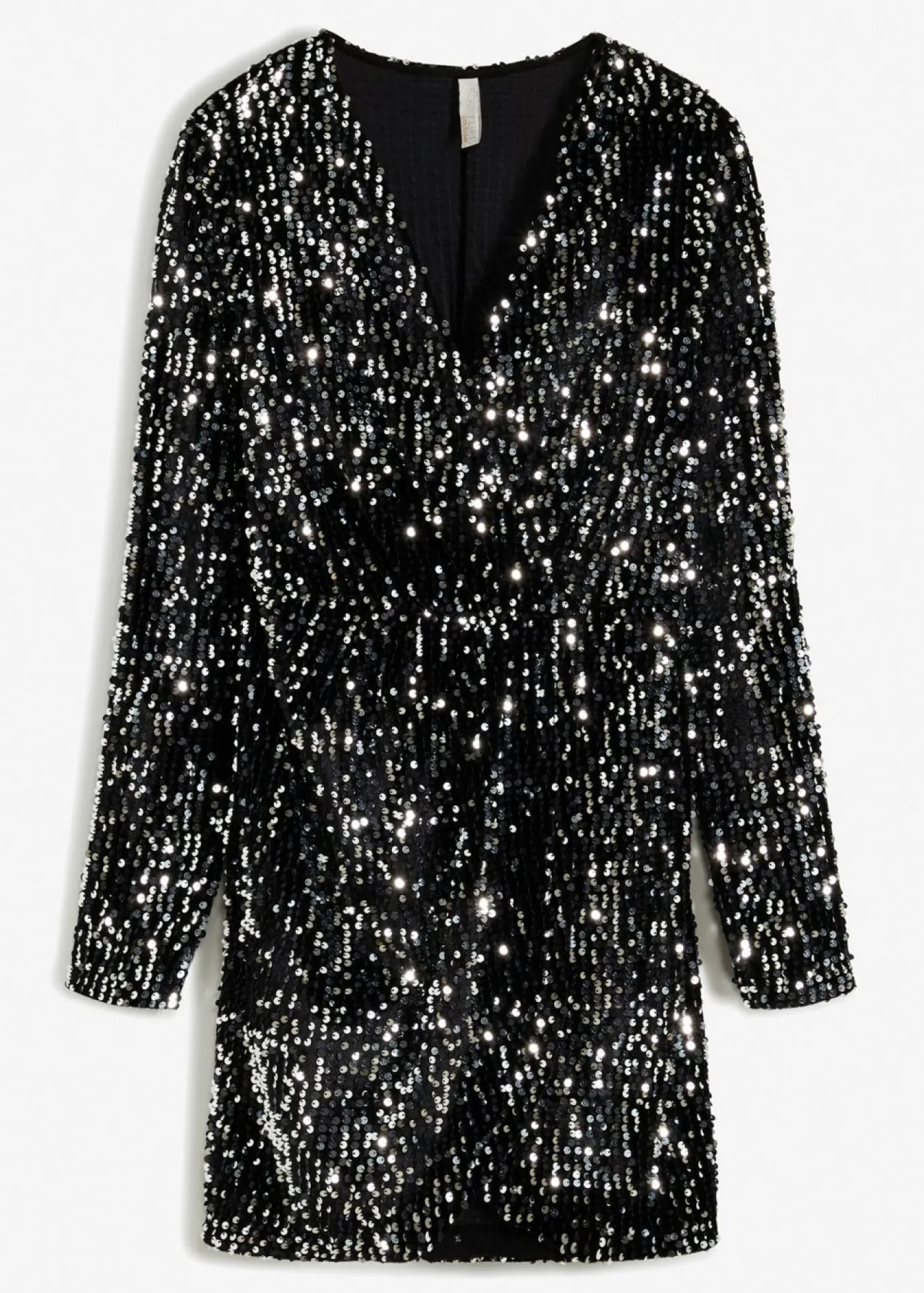 bonprix bonprix Tallas Pequeñas>Vestido con lentejuelas de terciopelo suave Negro