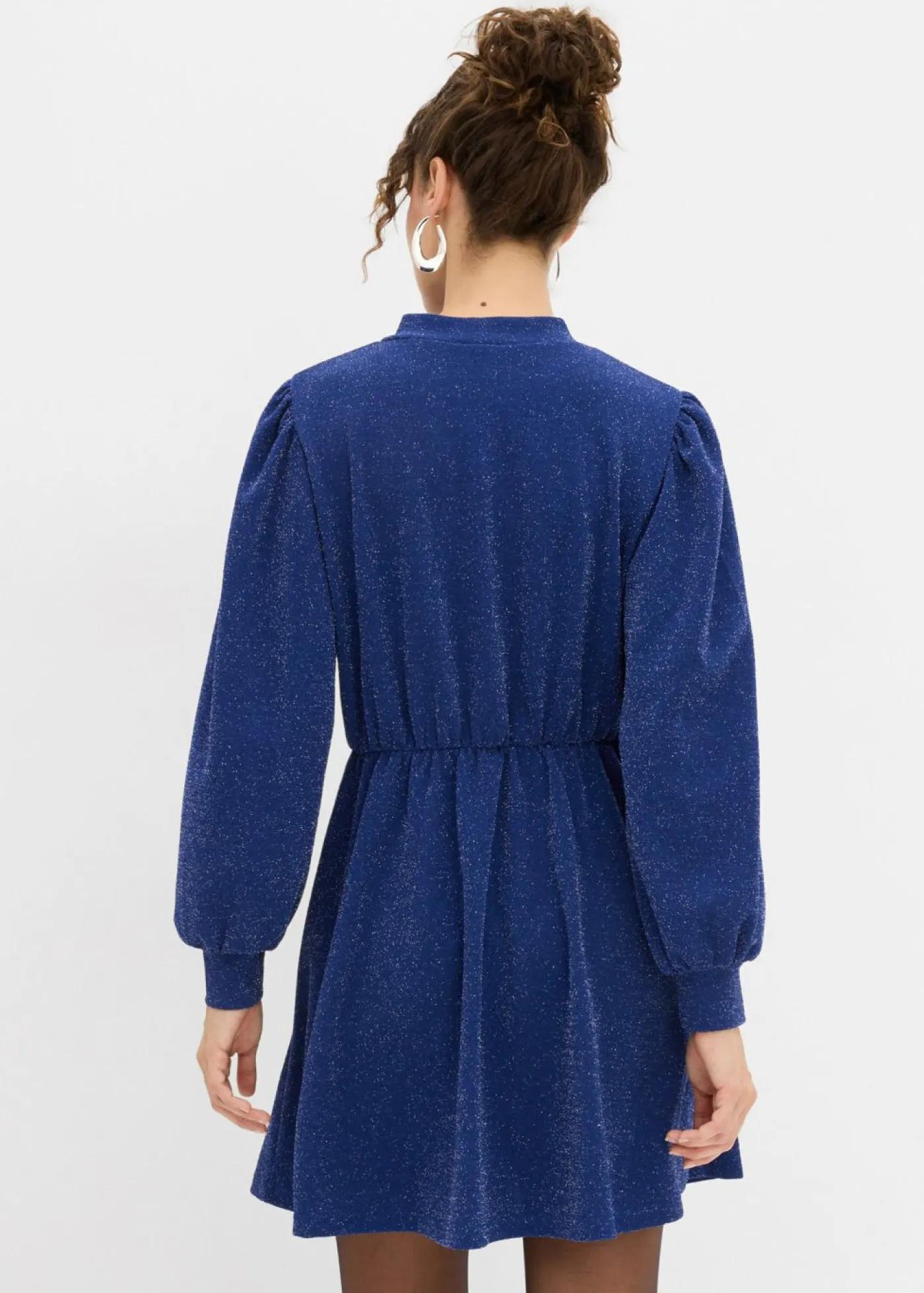 bonprix bonprix Vestidos>Vestido con purpurina de tejido interlock resistente Azul oxford