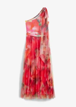 Mujer bonprix bonprix Vestido con un hombro al descubierto y falda de tul plisado