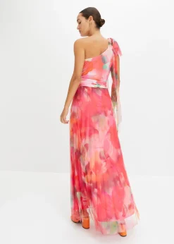 Mujer bonprix bonprix Vestido con un hombro al descubierto y falda de tul plisado