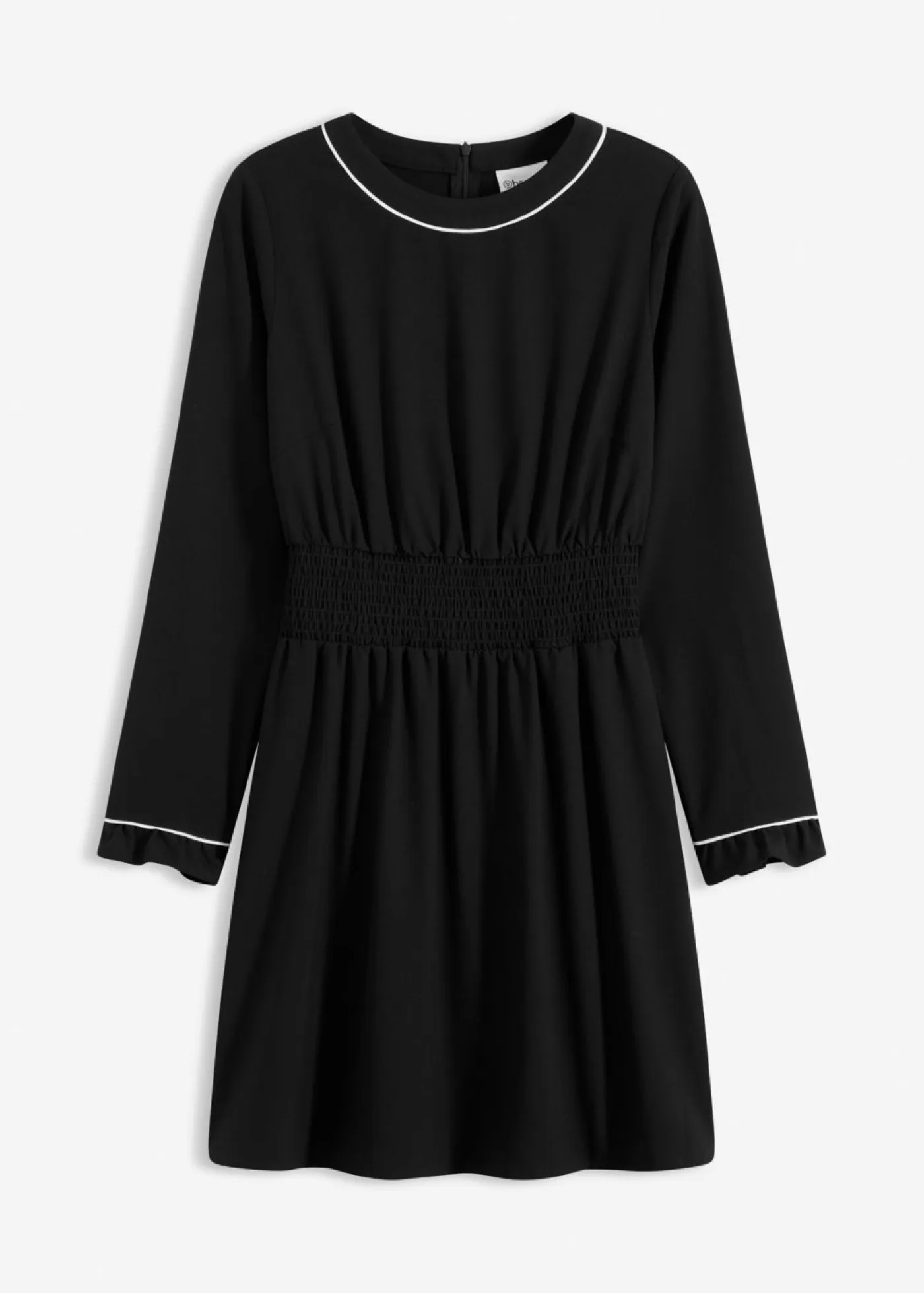 bonprix bonprix Vestidos>Vestido con volantes Negro-blanco lana