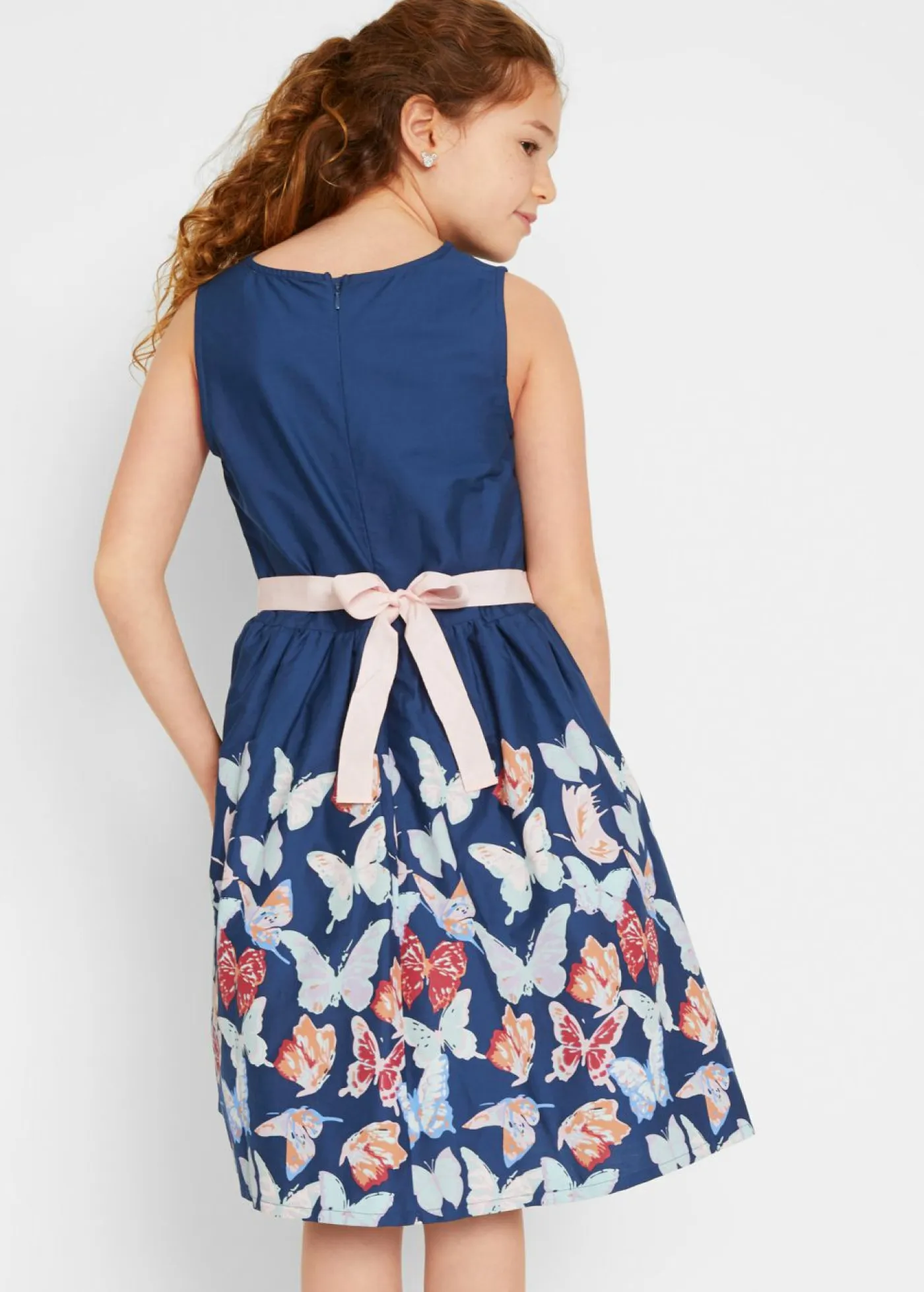 bonprix bonprix Ropa 9 A 16 Años·Vestidos Y Monos>Vestido corto con corte en A Azul oxford estampado