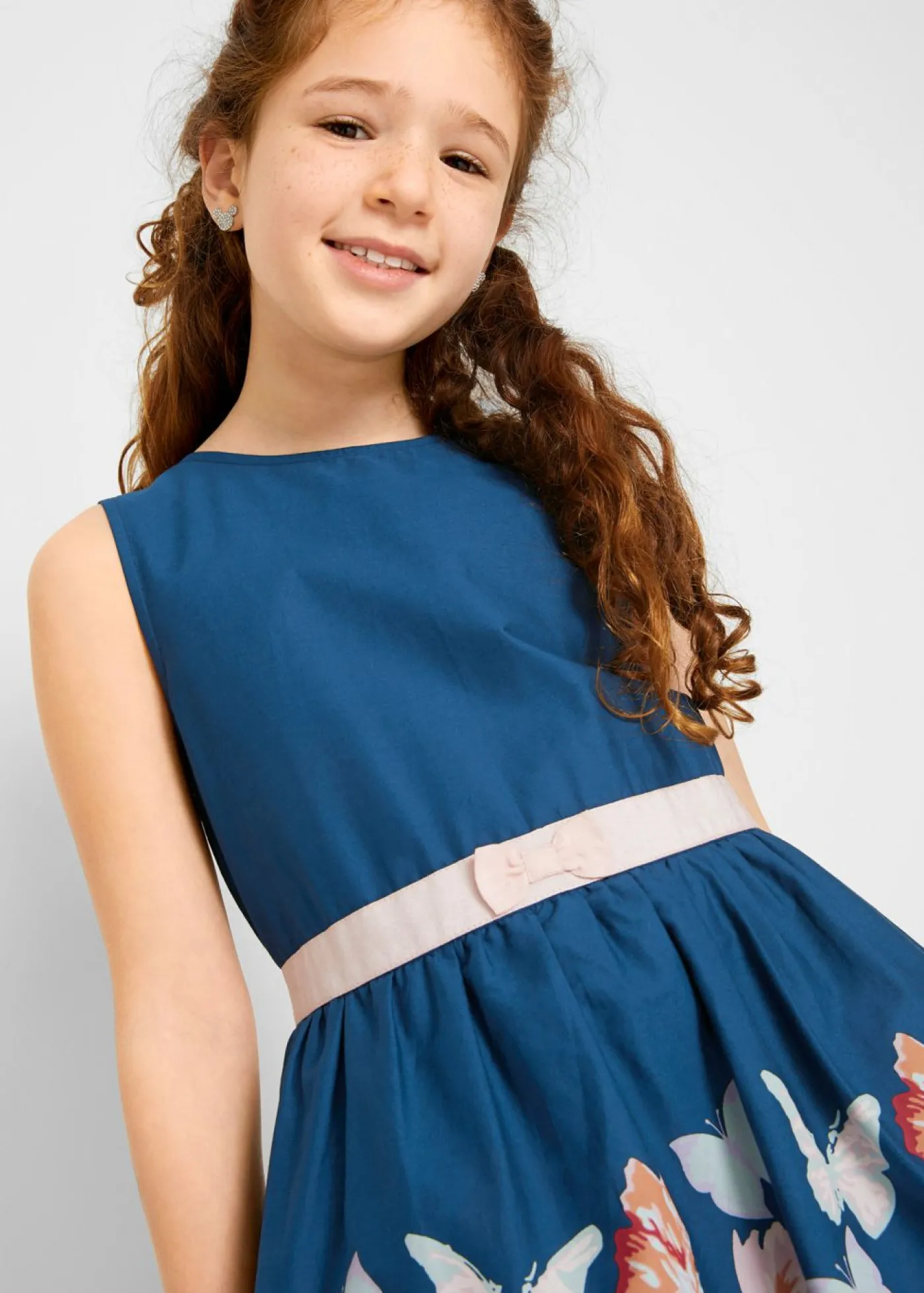 bonprix bonprix Ropa 9 A 16 Años·Vestidos Y Monos>Vestido corto con corte en A Azul oxford estampado
