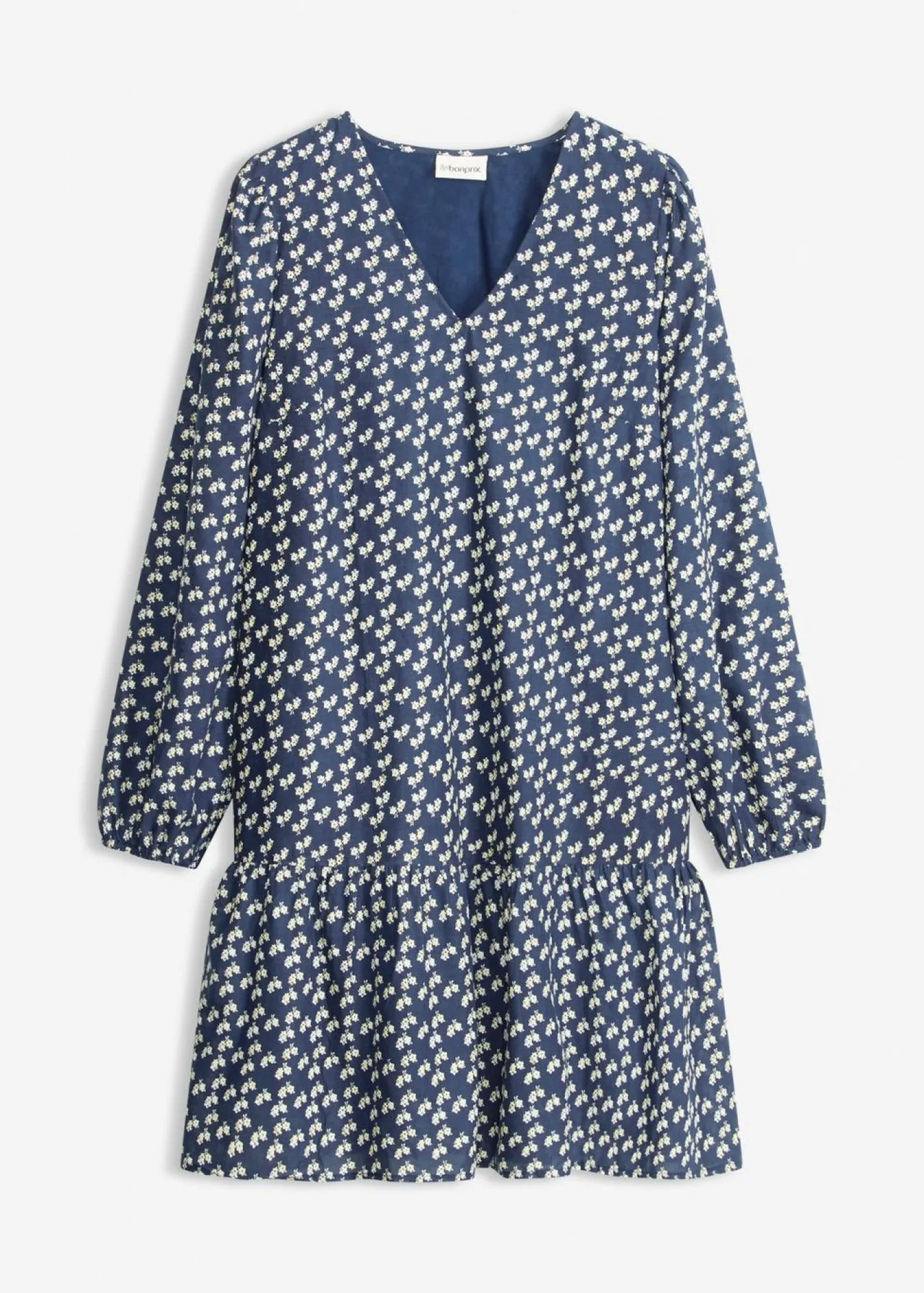 bonprix bonprix Vestidos|Novedades>Vestido corto con estructura arrugada Azul marino de flores